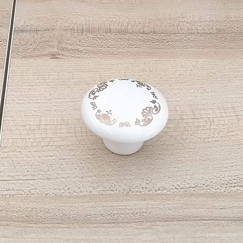Vista 70 de HUAMULAN 15 pomos de cerámica brillante con botón redondo de hongo, vestidor, tiradores vintage, manijas de puerta, armario, cajón, diámetro de 1.5