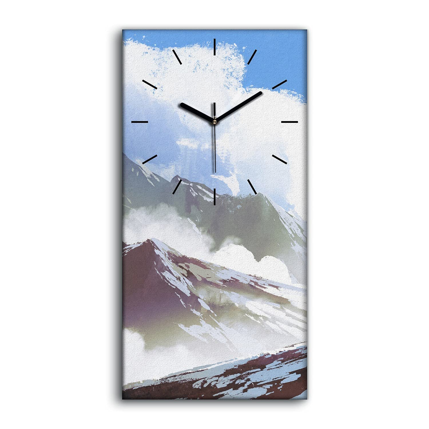 Horloge sur Toile Fine Art Moderne Mains Noires Décoration Murale 30x60cm