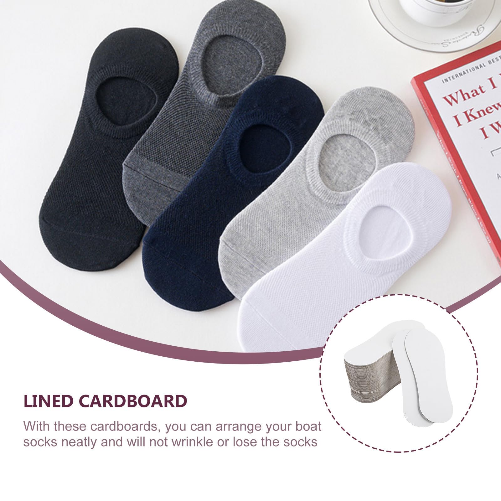 PATKAW 100 Pièces Socquettes Invisibles pour Femme et Homme, Chaussettes Basses Antidérapantes Confortables, Adaptées Sport et Usage Quotidien