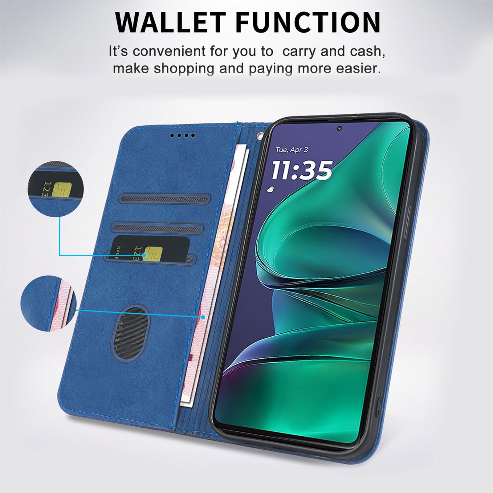 Magnetic Flip Stand Wallet Case For Motorola Moto G Stylus/Play/Power 2021 - Card Pocket & Kickstand