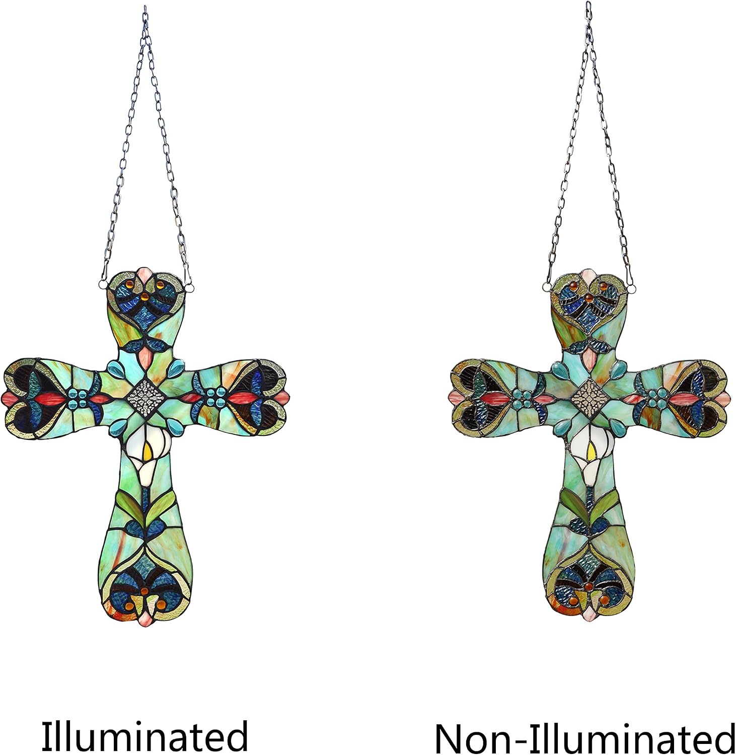 Chloe Lighting Alena Victorian Tiffany-Style Stained Glass Window Panel 20" Tall