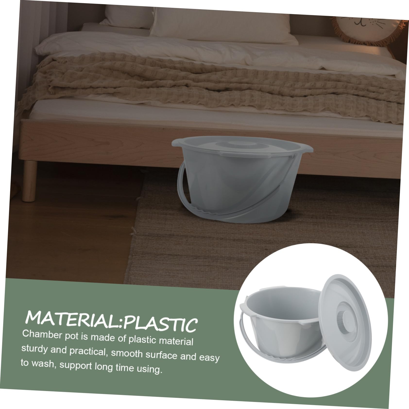 Vaso da Notte Portatile con Maniglia, Sputacchiera in Plastica Liscia e Stabile, Vaso per Urina per Anziani e Donne in Gravidanza, Riutilizzabile per Camera da Letto e Assistenza