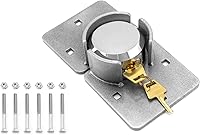 QWORK Heavy Duty Puck Lock & Hasp - Hidden Shackle High Security Steel Padlock for Trucks, Gates, Vans, Keyed Alike with 2 Keys