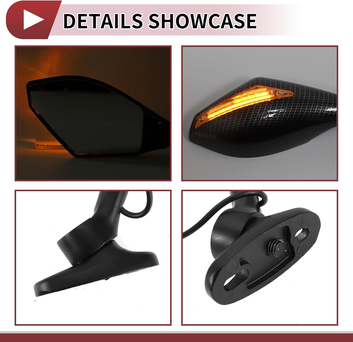 1 Set Motorcycle Rear View Mirrors for Honda CBR600RR 2003-2014 Front Side Mirrors Mount Carbon Fiber Pattern Black Aluminum Plastic