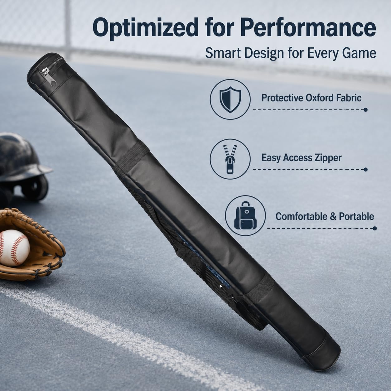 Borsa mazze baseball, porta mazze e guanti in pelle sintetica, per allenamento e partita, 28-30 pollici