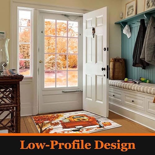 Miniatura 5 de U'Artlines Tapete para puerta delantera de otoño, 32 x 48 pulgadas, vintage, resistente a la suciedad, antideslizante, de perfil bajo, lavable,