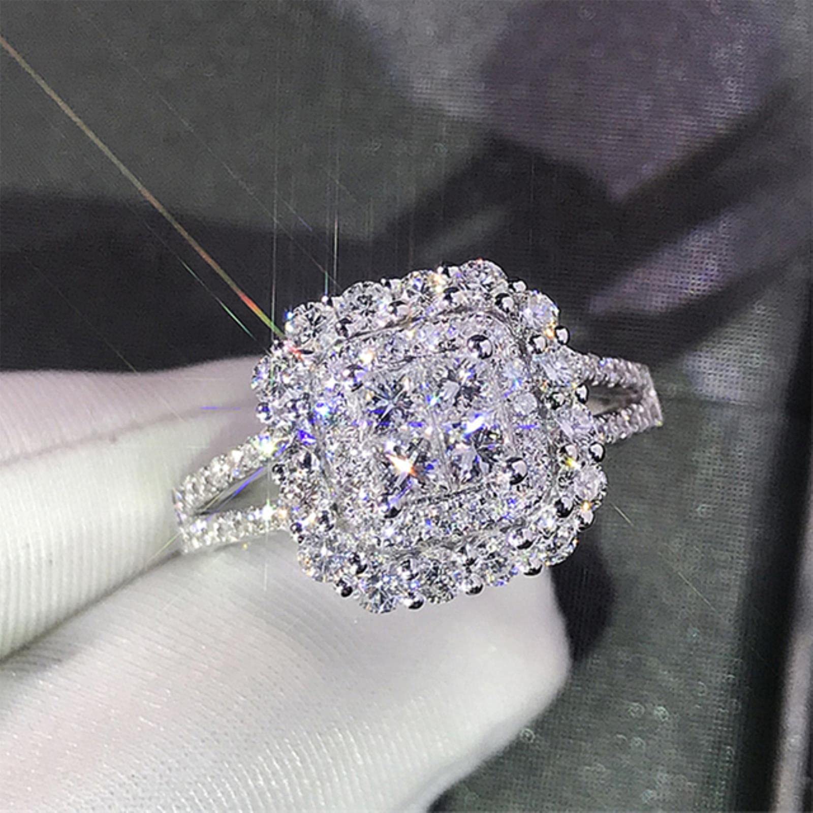 DarryDooly Gorgeous Square Shape Women Ring Full Bling Iced Out Micro Pave Crystal Zircon Dazzling Bridal Ring Wedding Engage Ring