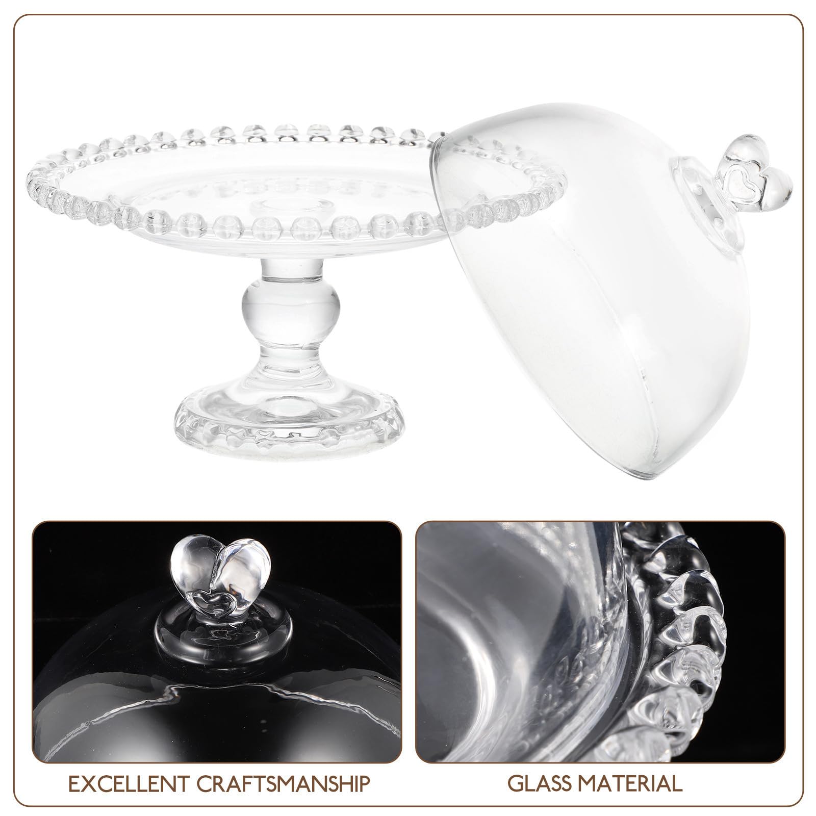 Dôme à Gâteau en Verre Transparent Assiette Ronde, 1 Set