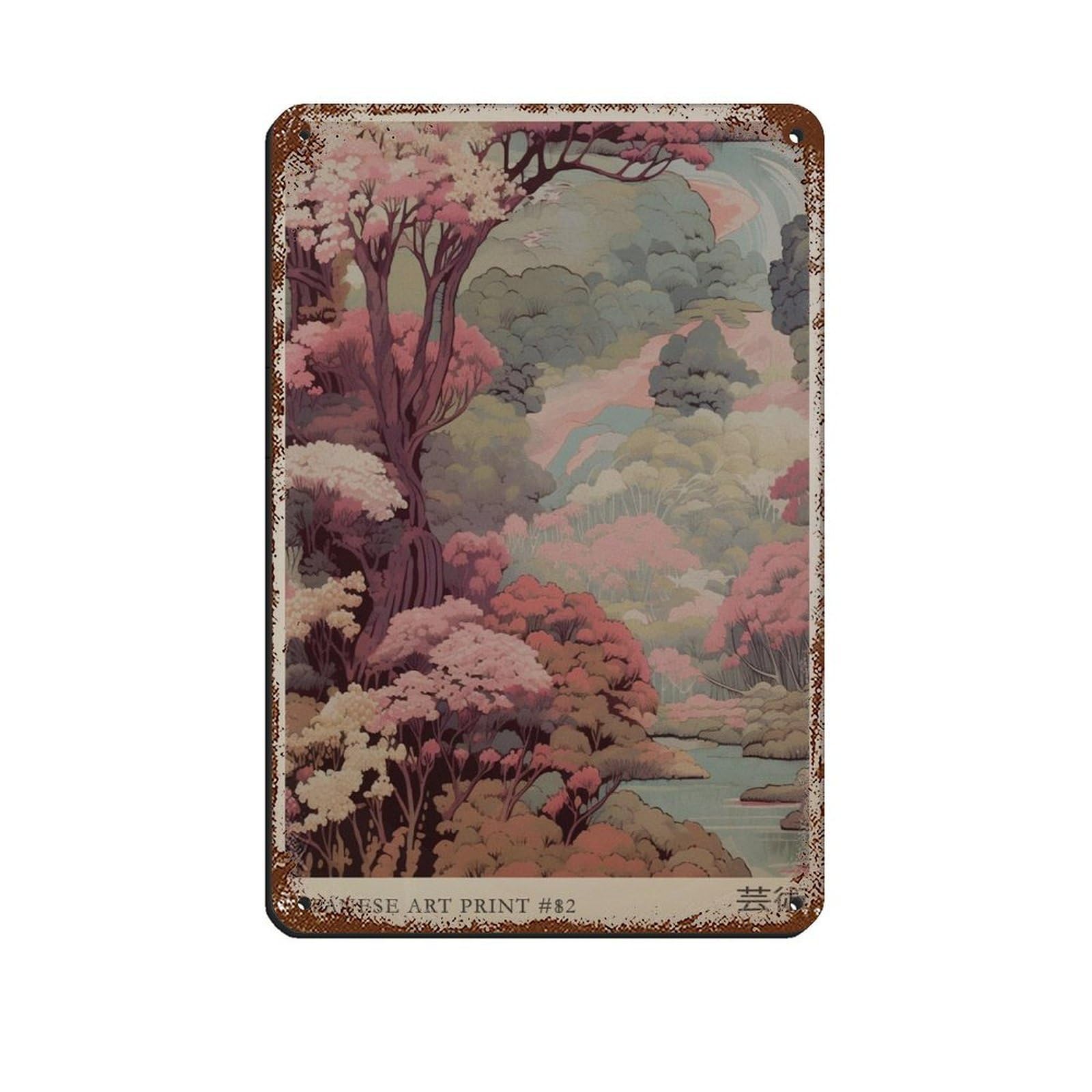 Japanese Landscape, Japanese Art Retro Poster Metal Tin Sign Chic Art Retro Iron Painting Bar People Cave Cafe Family Garage Poster Wall Decoration 8x12inch(20x30cm)