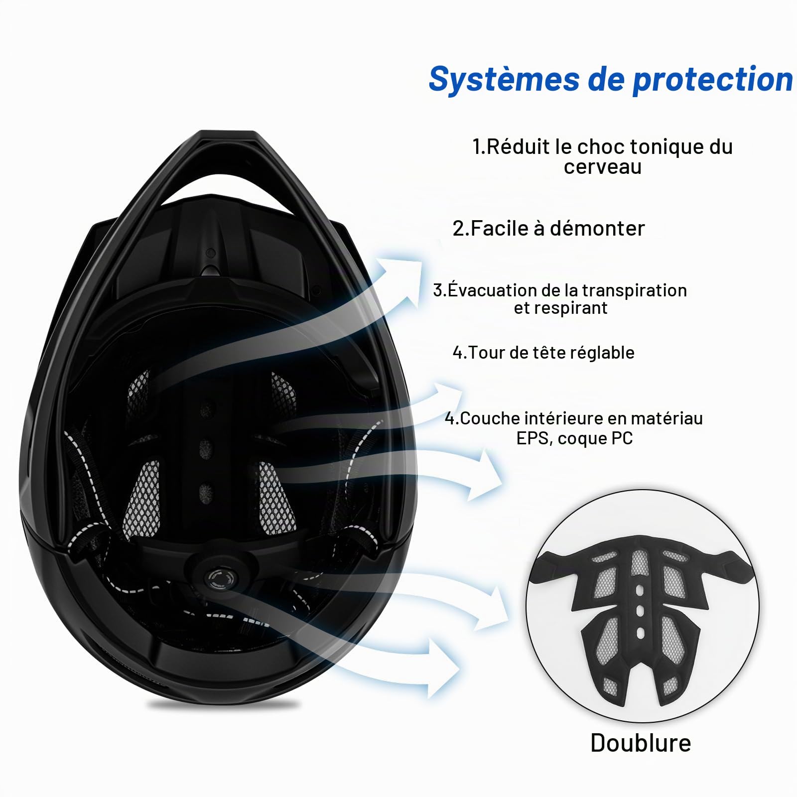MEETYOO Casque VTT Intégral Transformable Homme Femme, Vélo Trottinette Léger Respirant