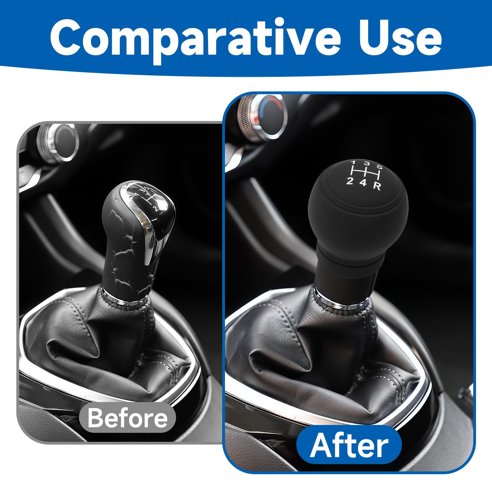 Pomo para Palanca de Cambio de Coche, Funda Antideslizante de 5 Marchas, Cobertura Universal para Palanca de Cambio Manual, Protección Duradera Resistente al Desgaste para Interior de Automóvil - 4