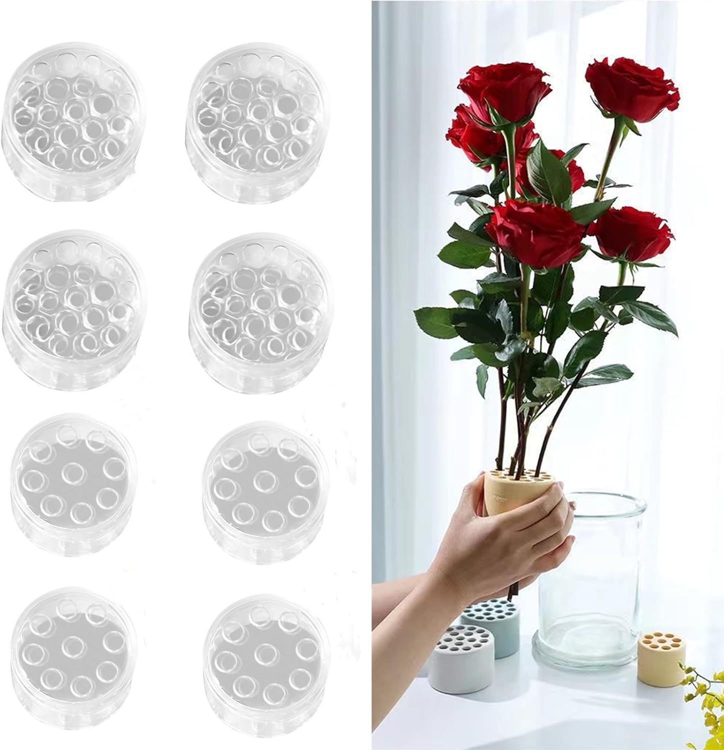 DIY Spiral Ikebana Stem Holder Spiral Stem Holder for Flowers Spiral Flower Stem Holder for Vases Spiral Bouquet Twister Flower Arrangement Holder(8pcs,Clear)