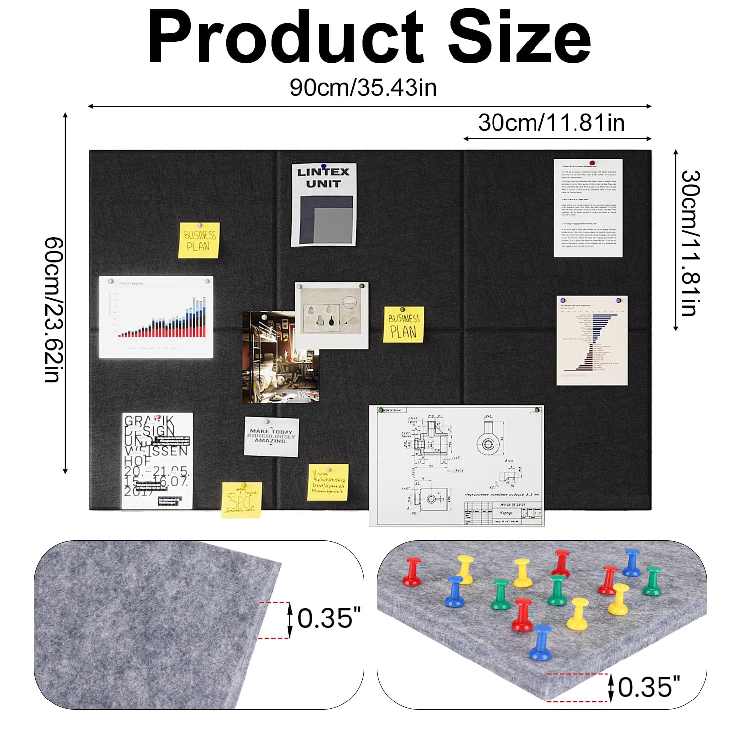 Kongming 6 piezas Corcho Pared autoadhesivo con 40 Bichos, 9 mm de grosor Tablero de Corcho para Fotos, 30 * 30cm Paneles decorativos para Pared Hogar Oficinas Escuela (blanco)