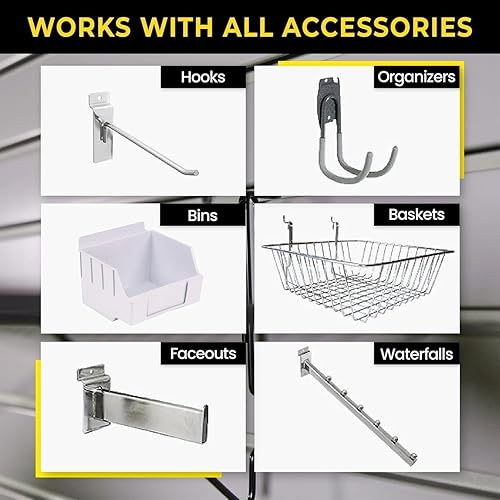 Miniatura 5 de DLDIRECT 96 x 48 pulgadas - Organizador de garaje con panel Slatwall: Estante de PVC montado en la pared resistente, paneles de listones