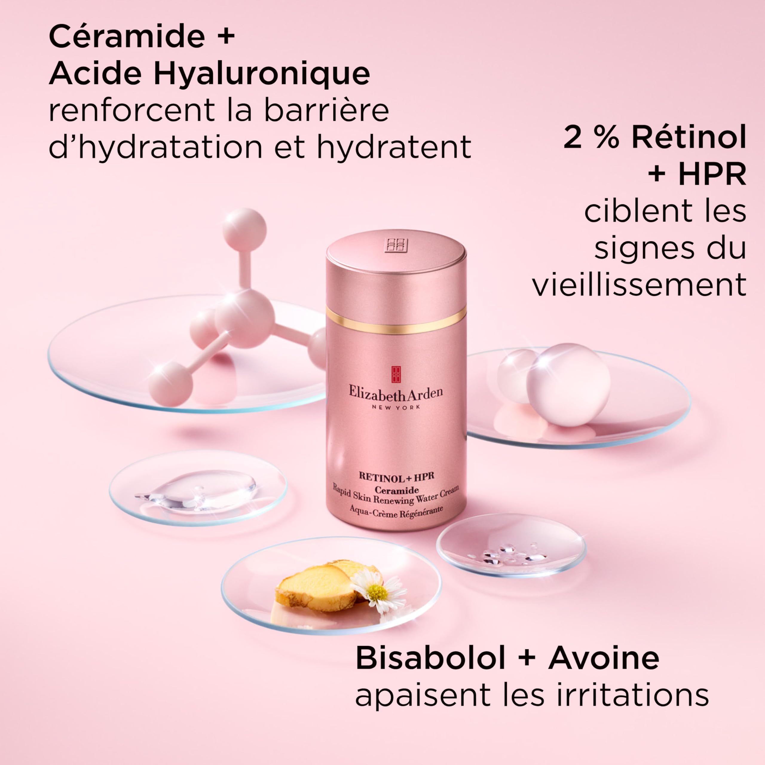 Elizabeth Arden, RETINOL + HPR Ceramide Aqua-Crème Régénérante (50 ml), Crème Puissante Anti-Rides, Anti-Âge et Hydratante | Crème anti‑rides au Rétinol + HPR, Peptides et Céramides pour lisser rides, réduire pores, raffermir et revitaliser la peau.
