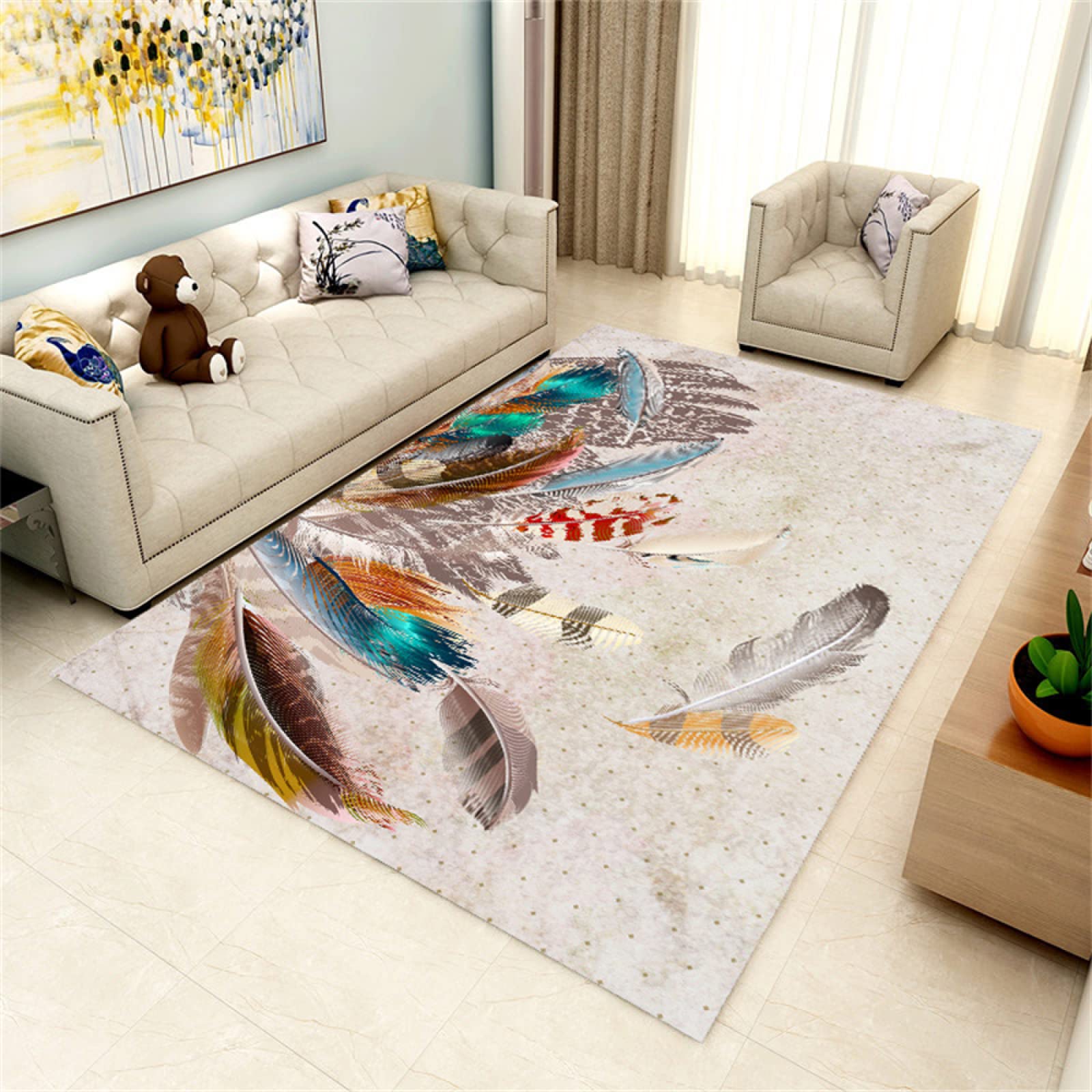 Tapis de salon gris 160x200cm géométrique moderne pour couloir