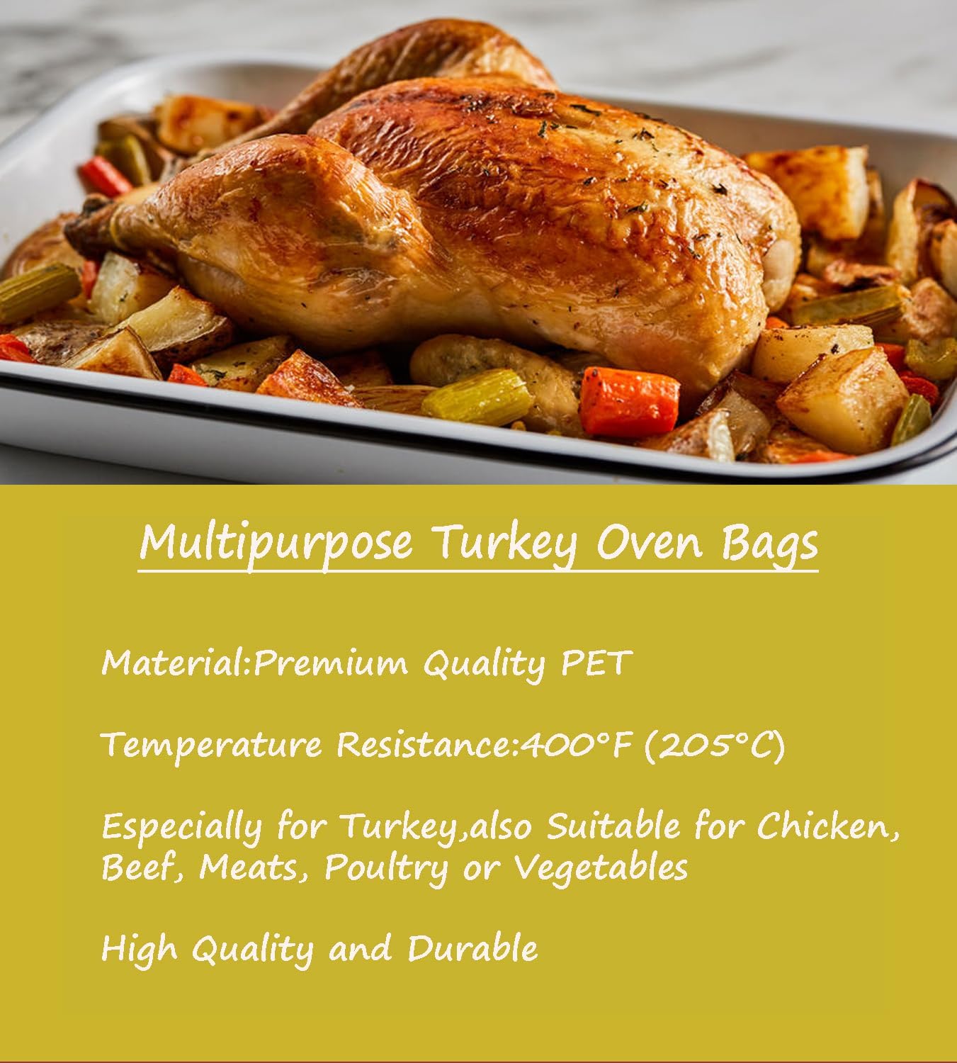 10×Large Oven Bags Turkey Size,Cooking Roasting Bags Large Size(22×24Inch) Meat Roasting Safe for Turkey Meat Fish and Vegetables (10) image 4