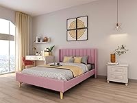 Vista 16 de Cama de plataforma tapizada de perfil bajo, camas individuales con gris oscuro (terciopelo)