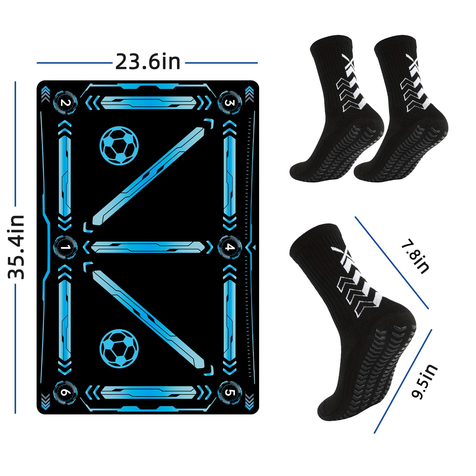 Soccer Training Mat, Soccer Training Equipment Includes Premium Anti-Slip Soccer Socks Improve Agility and Coordination,Anti-Slip Silent Absorption Football Footwork Mat