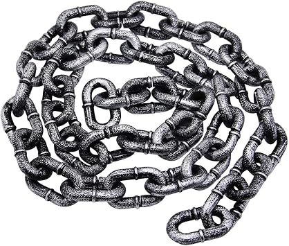 Zcaukya 6FT Halloween Plastic Chains Fake Chain Links | Costume Accessories, Black, Haunted House Decor, Prisoner Theme, Scary Party Horror Props
