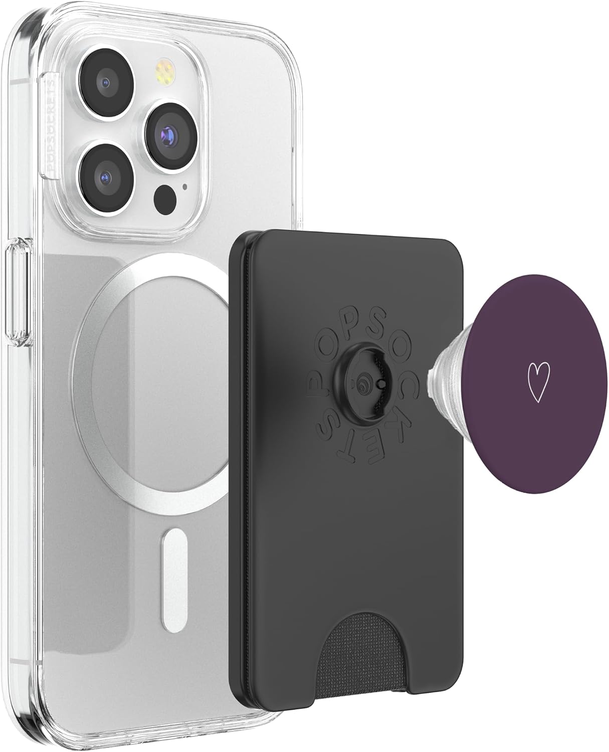 Plum Purple Minimalist Heart Love PopSockets PopWallet for MagSafe