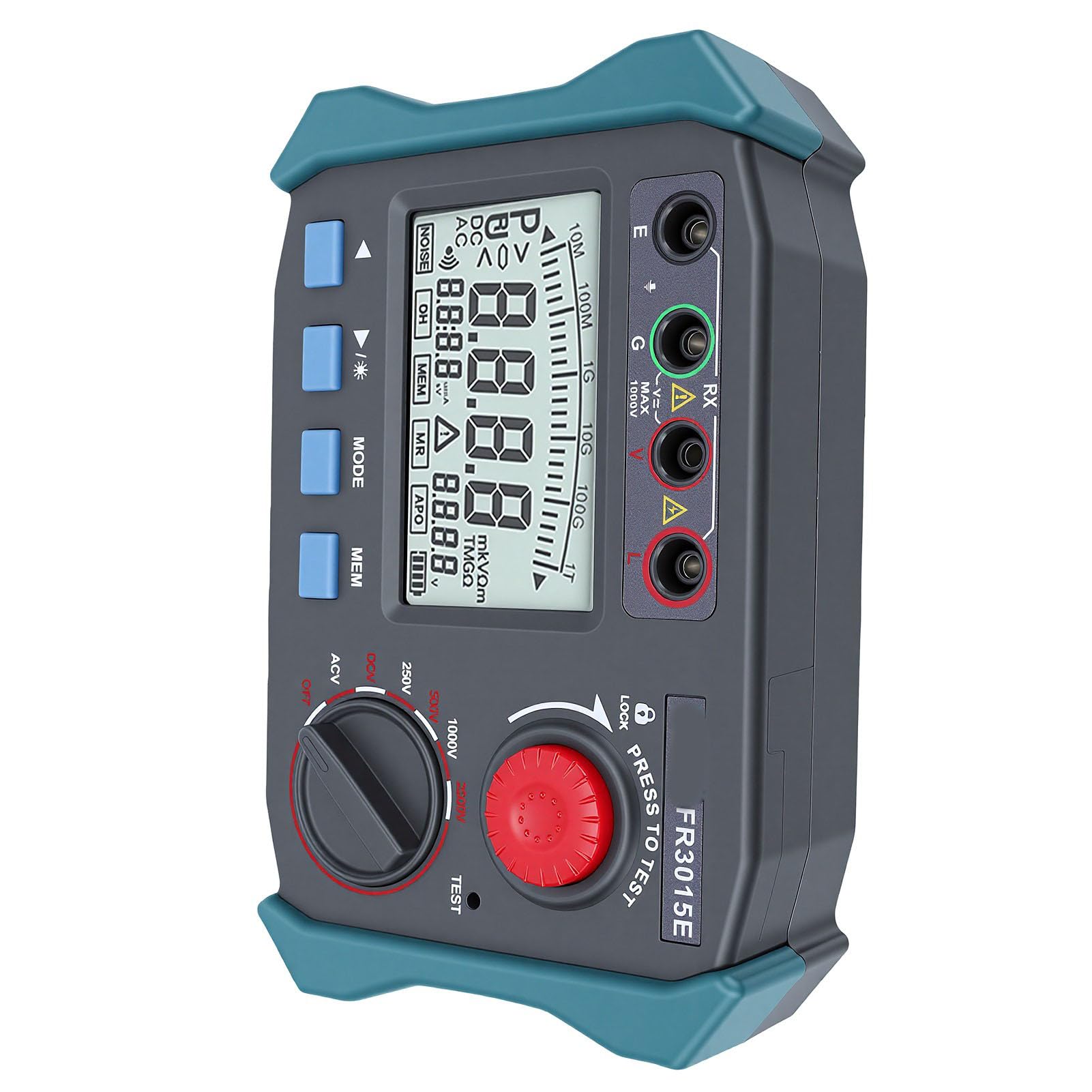 ASHATA Miernik Rezystancji Izolacji Niezawodny Tester 2500 V z funkcją Przechowywania Danych do Testów Elektrycznych 175x112x53mm