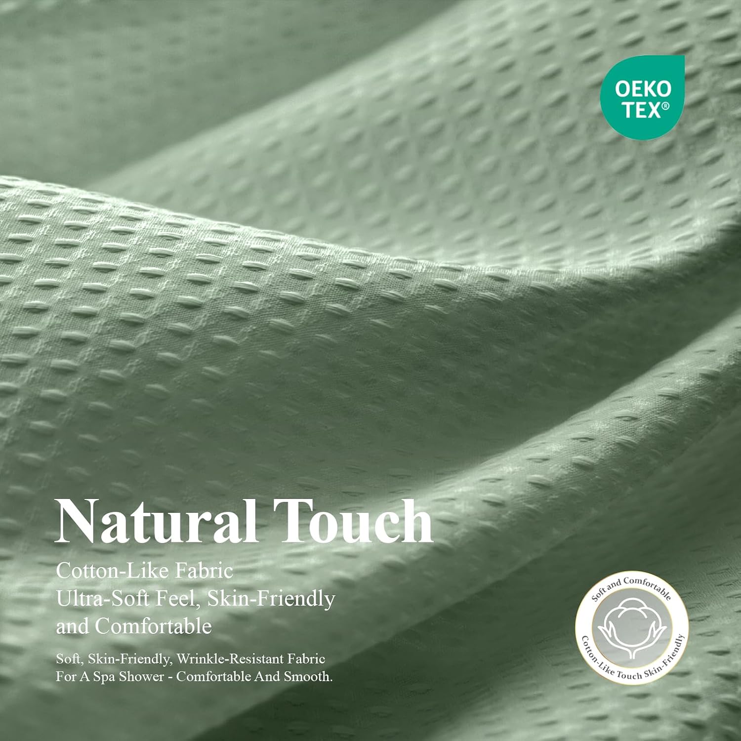 Dynamene 3 in 1 Waffle Shower Curtain Set with PEVA Liner 72x72 Sage Green