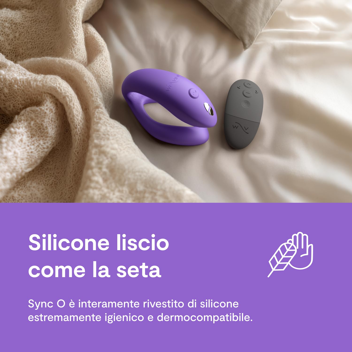 We-Vibe Sync O Vibratore di coppia - Sex toy vibrante a C con telecomando per donne - Controllato tramite app - Stimolazione del punto G e del clitoride - Resistente all'acqua e ricaricabile - viola