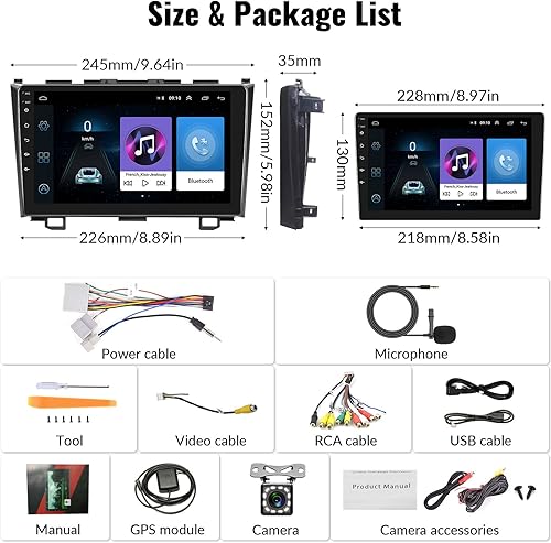 Miniatura 7 de Estéreo de auto Android para radio Honda CRV 2007-2011, pantalla táctil de 9 pulgadas, radio estéreo de automóvil de 2 DIN, navegación en el