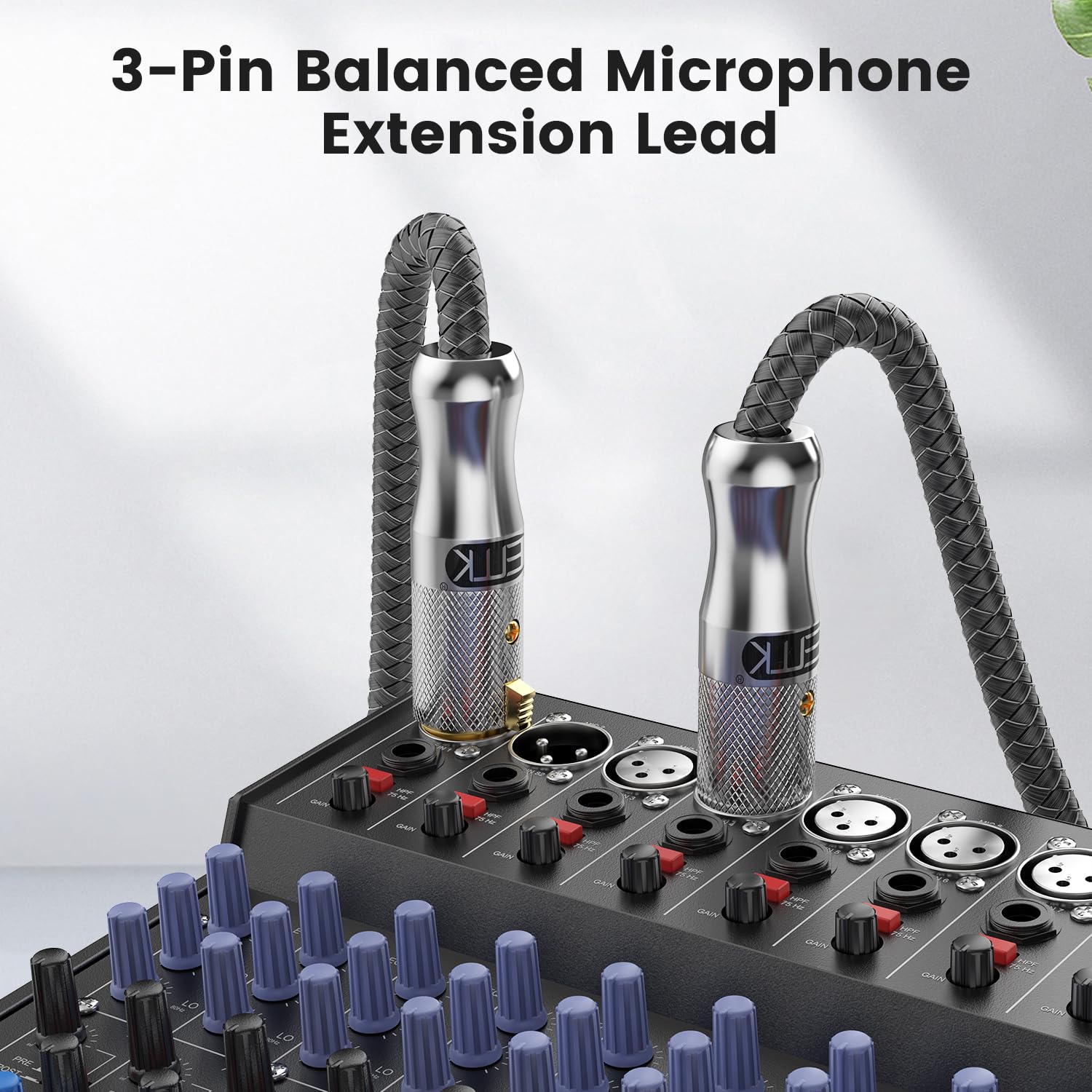 EMK XLR Microphone Cable XLR Male to XLR Female 3-Pin Balanced Mixer Speaker Cable Equalizer Mic Preamplifier Cable Compatible with Speaker Systems(10 Ft/3M - Image 4
