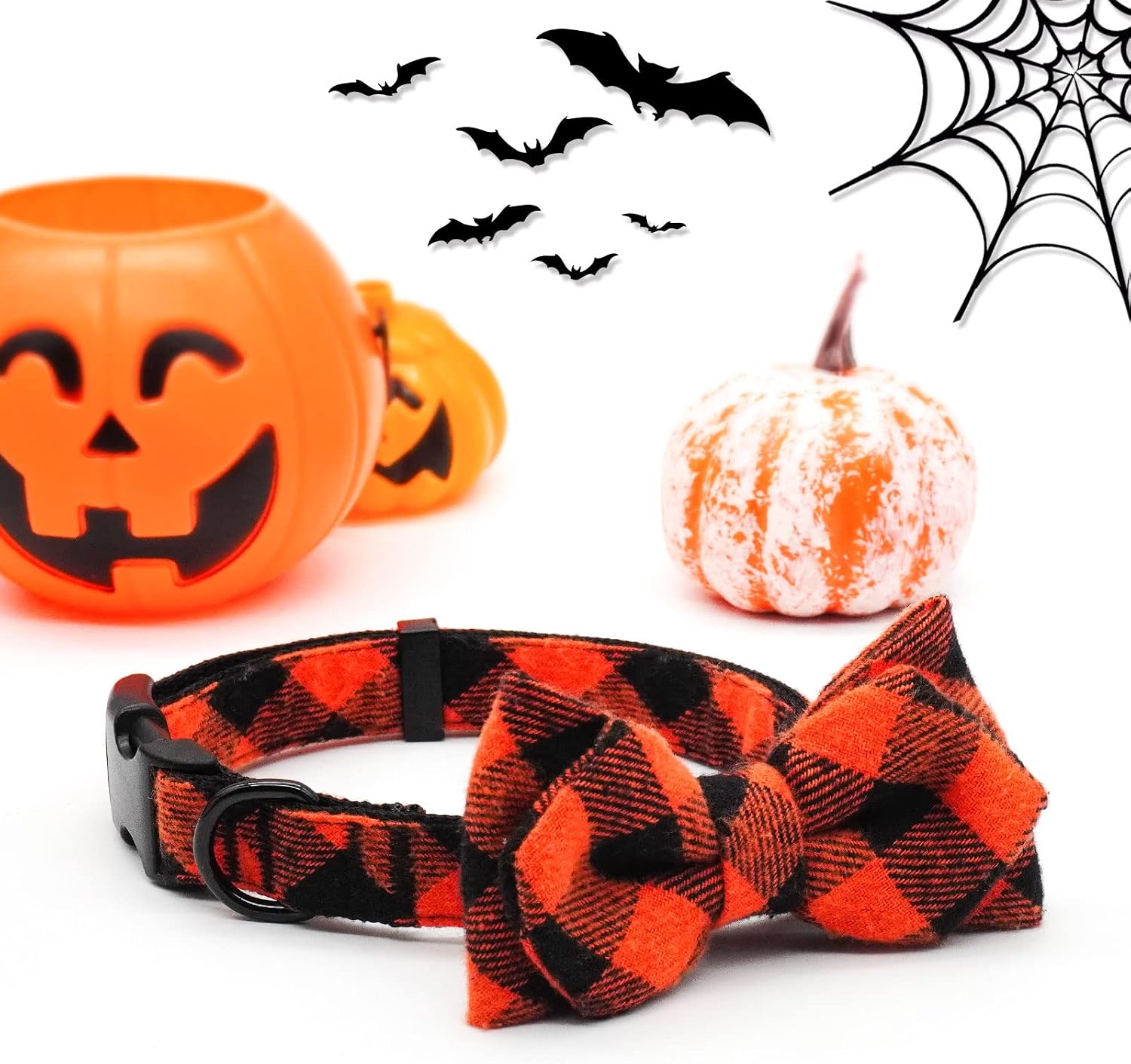 azuza Halloween Dog Collar with Bowtie, Plaid Dog Collar for Large Dogs image 5