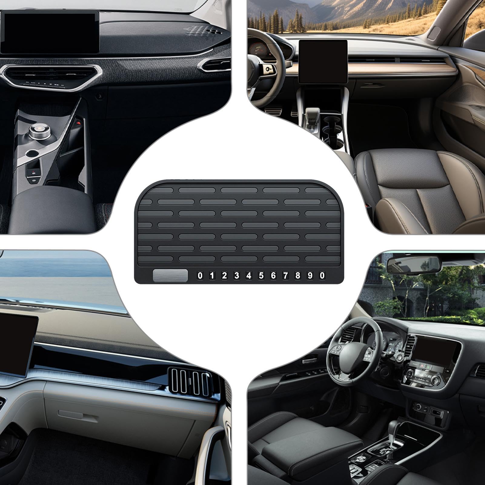 Tappetino Auto Multifunzione Antiscivolo Con Supporto Telefono 360° E Targa Parcheggio - Organizer Cruscotto In PVC A Nido D'ape Lavabile
