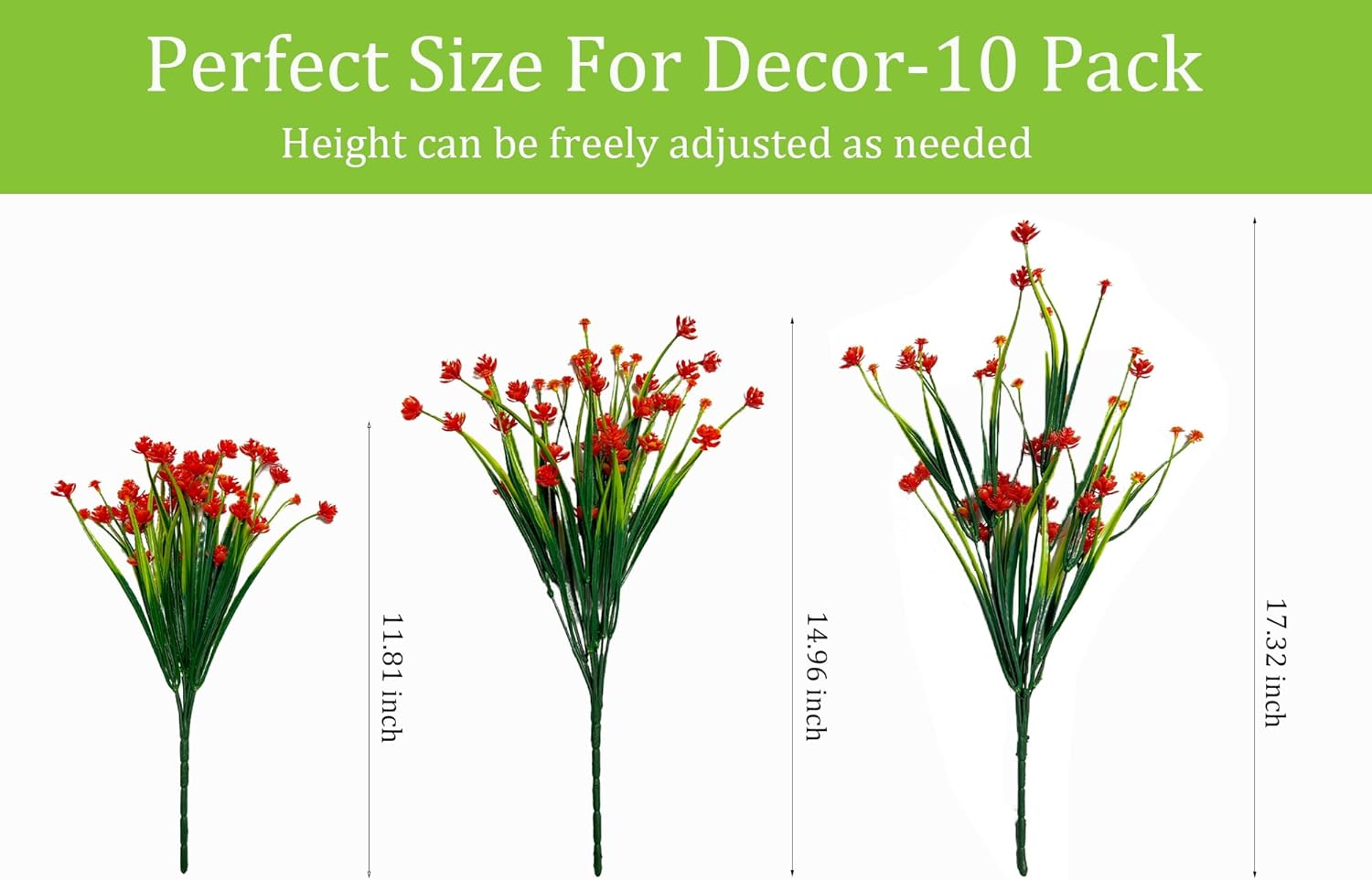 Artificial Plants & Flowers 10 Bundles Orange Faux Outdoor Artificial Plants UV Resistant Plastic Flowers for Decoration Artificial Hanging Flowers for Outdoors - Image 4