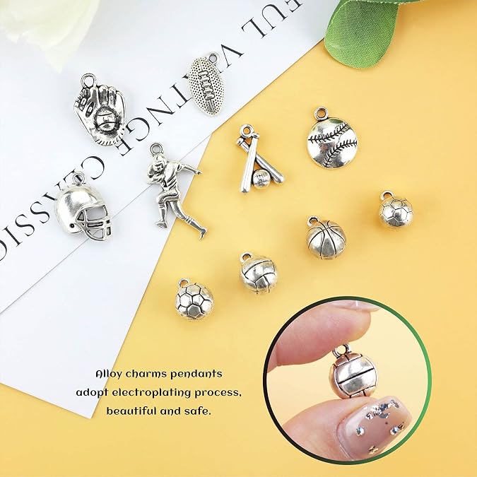 Ball Sports Charms Collection Mixed Ball Games Sport Charms Pendants for Jewelry Making DIY Findings 30pcs(100g)