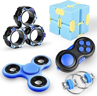 5PC Fidget Toys Adults Set Fidgets for Classroom Must Have Autism Sensory Pack Figette Cube ADHD Special Treasure Prize Tool Stress Relief Desk Cool Gadget for Kid Easter Basket Stuffers for Teen Boys