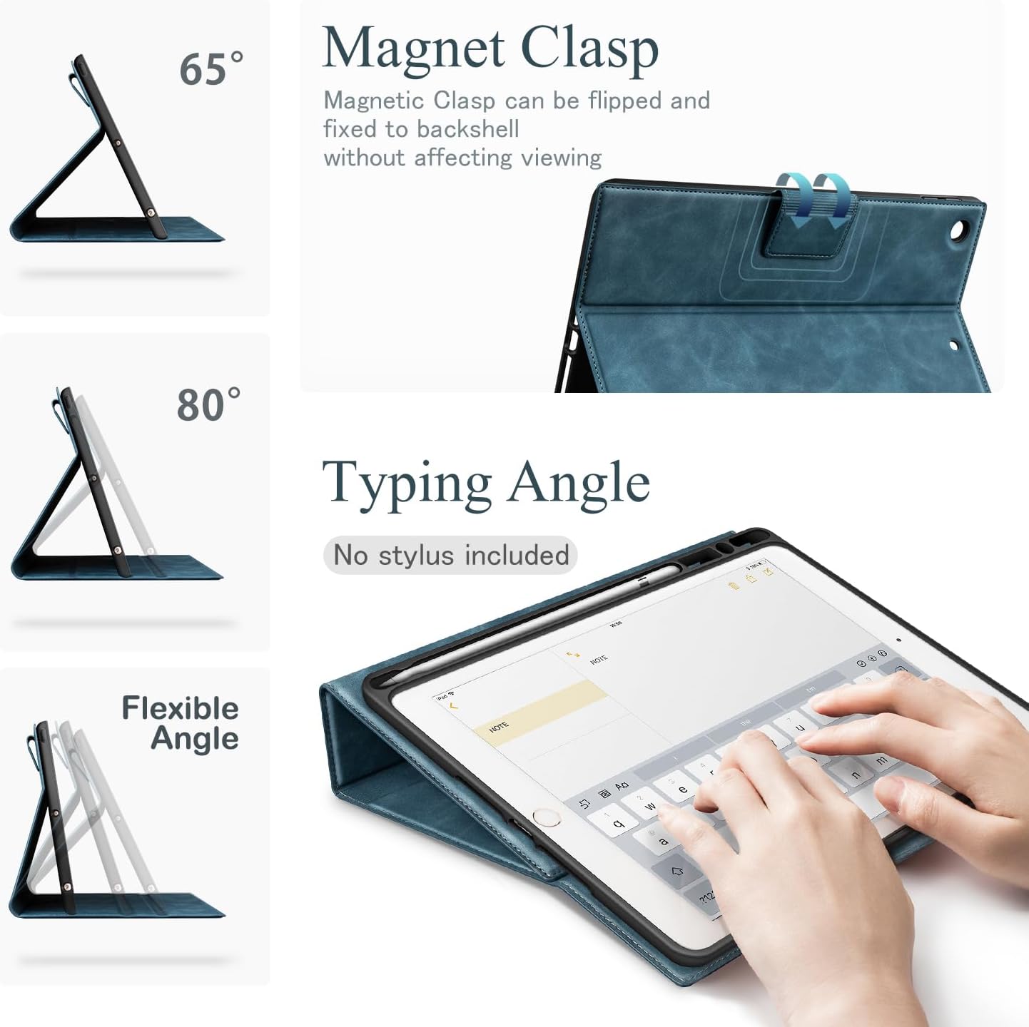 Antbox Case for iPad 9th Generation (2021) iPad 8th/7th Generation with Pencil Holder Auto Sleep/Wake Function PU Leather Smart Cover for iPad 10.2''(Blue)