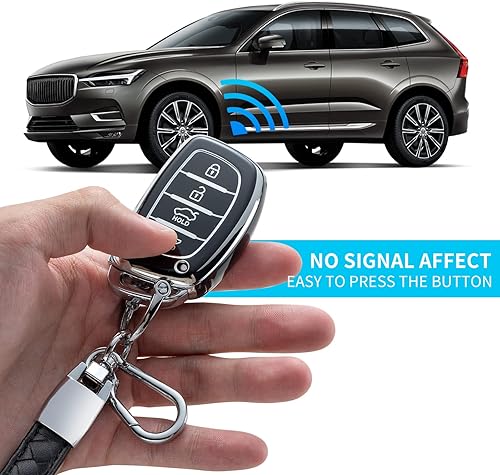 Miniatura 8 de CHEZENHUI Compatible con funda para llavero Hyundai con cordón de cuero, funda protectora para llave de automóvil para Hyundai Elantra, Elantra, GT,