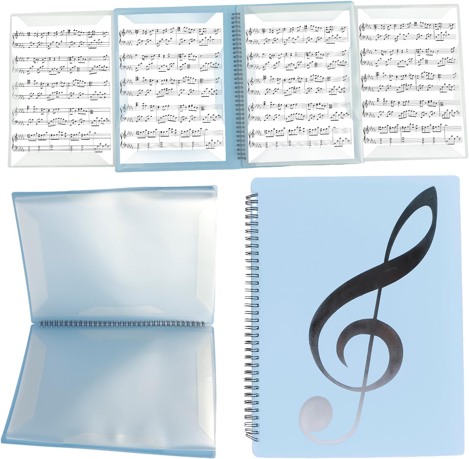 Classeur De Partitions A4 Extensible 4 Pages - Organiseur Bleu Pour 40 Pages De Musique