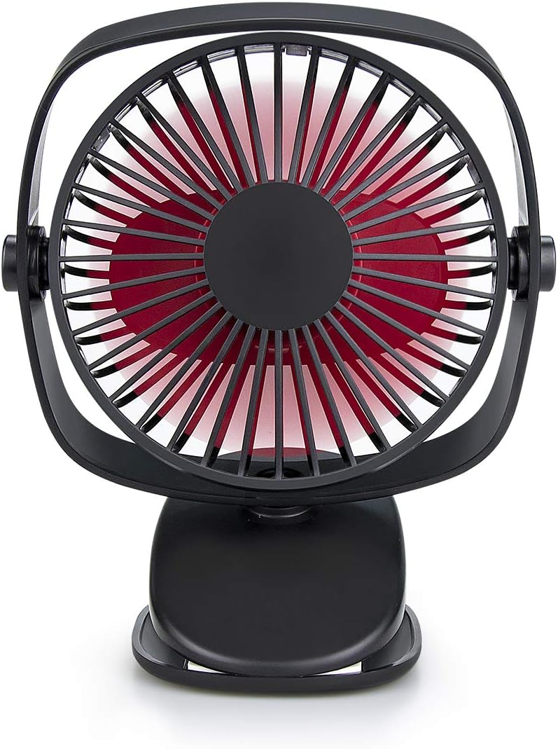 WIOR Quiet Clip On Fan, Mini Desk Fan 2 in 1 USB 2000mAh Rechargeable Battery Powered Fan, 3 Speed, 360 Degree Rotation for Baby Stroller Office Bedroom Dorm Travel