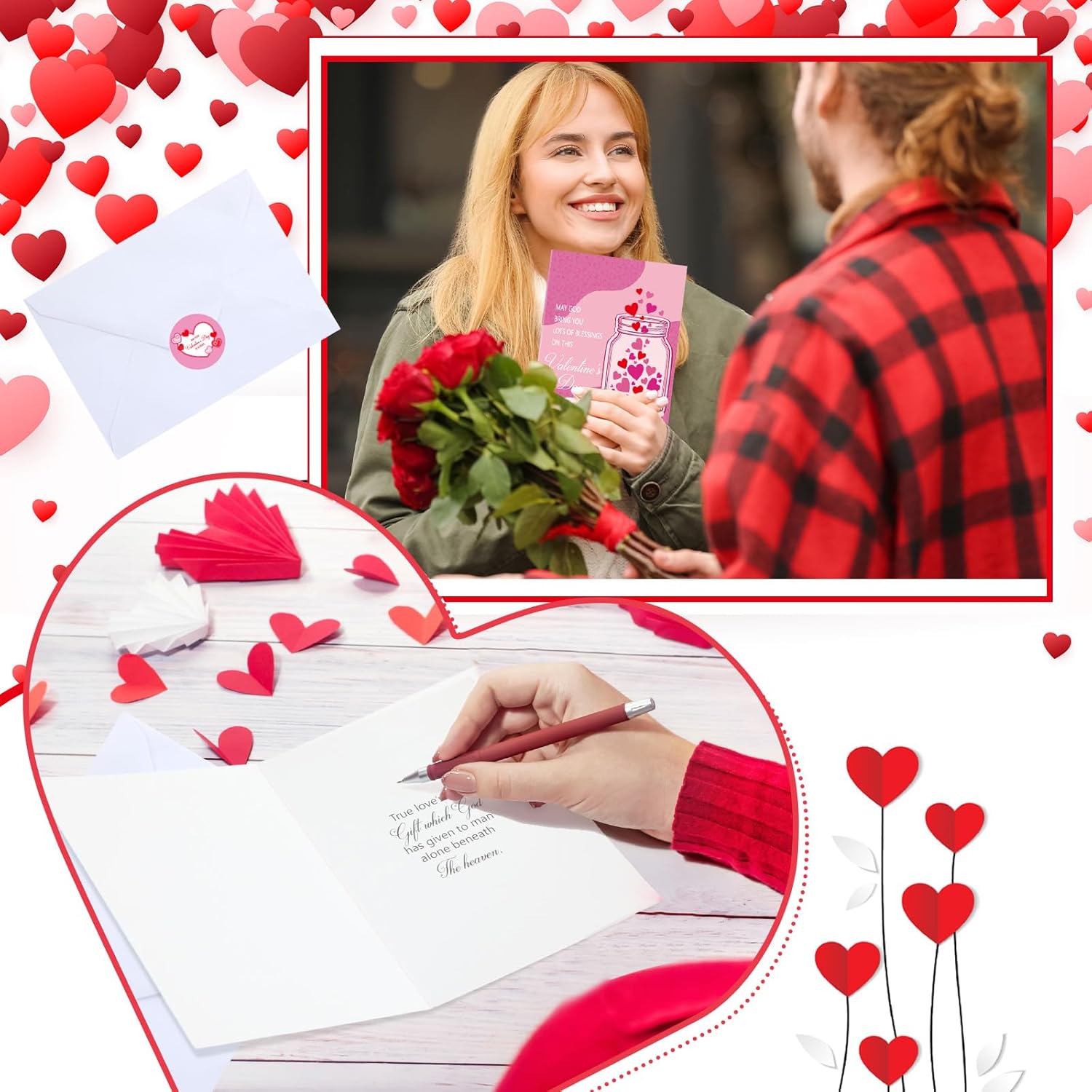 Skyygemm 24 Pack Christian Valentines Cards with Envelopes and Stickers Religious Cards with Blessing Greeting for Valentine's Day Party Favors Supplies 4.5 x 6.2 Inch(Heart) - Image 4