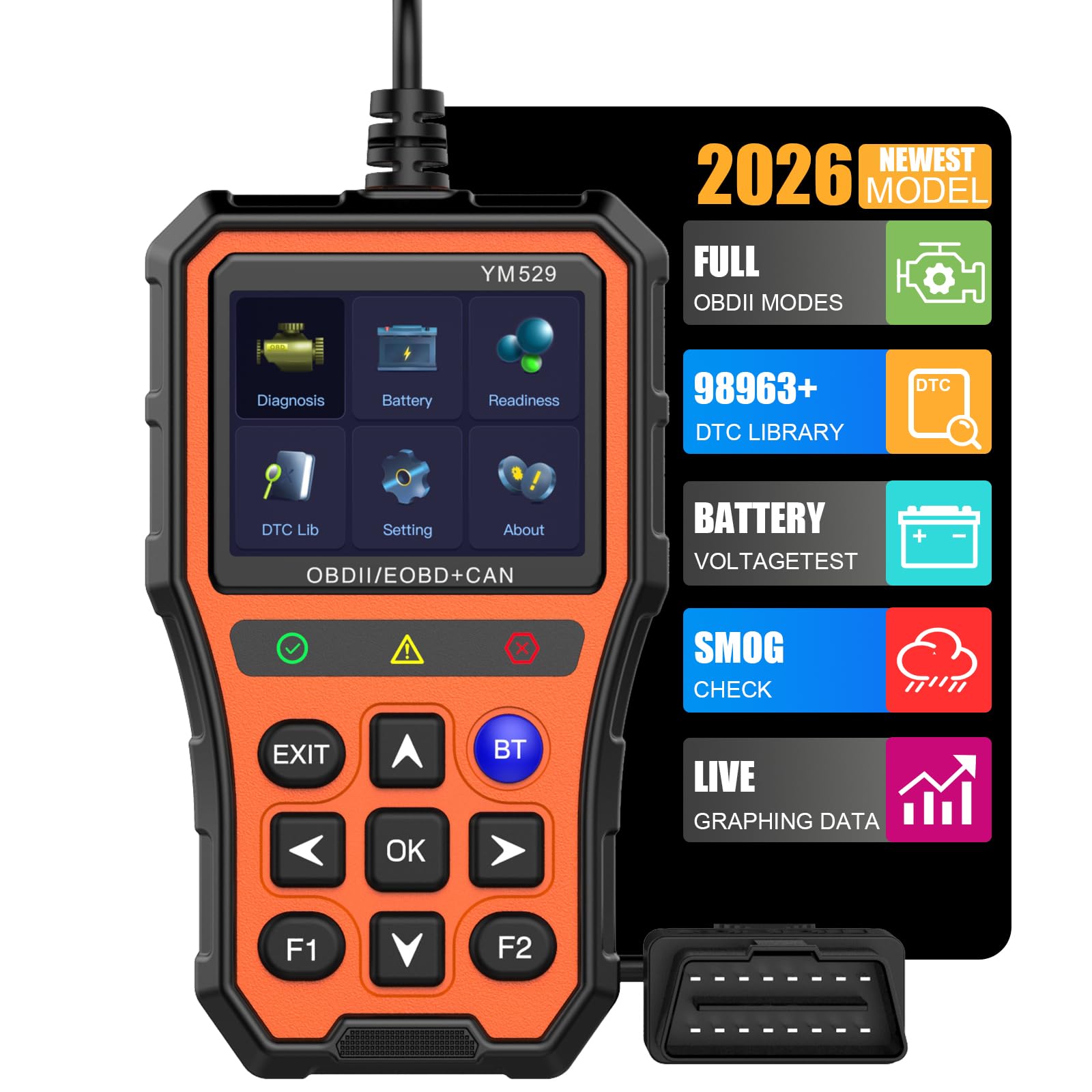 OBD2 Auto Diagnostica, Diagnostico OBD2 Italiano per Multimarca con 13 Lingue, Professionale Lettore Codici Errori Motore, Lettore Auto OBDII Strumenti Diagnostici e Monitoraggio Batteria