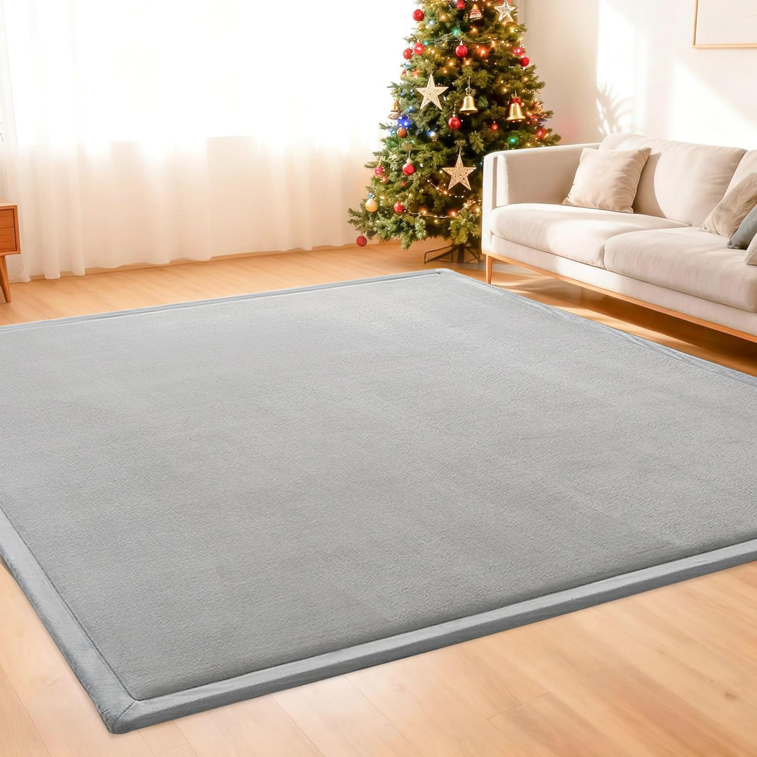 Tapis de chambre antidérapant gris pour éviter les glissades
