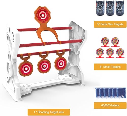Miniatura 3 de Accesorios para lanzadores de bolas de gel, objetivo de juegos de disparos con más de 60000, 5 objetivos pequeños y 3 objetivos de latas de soda