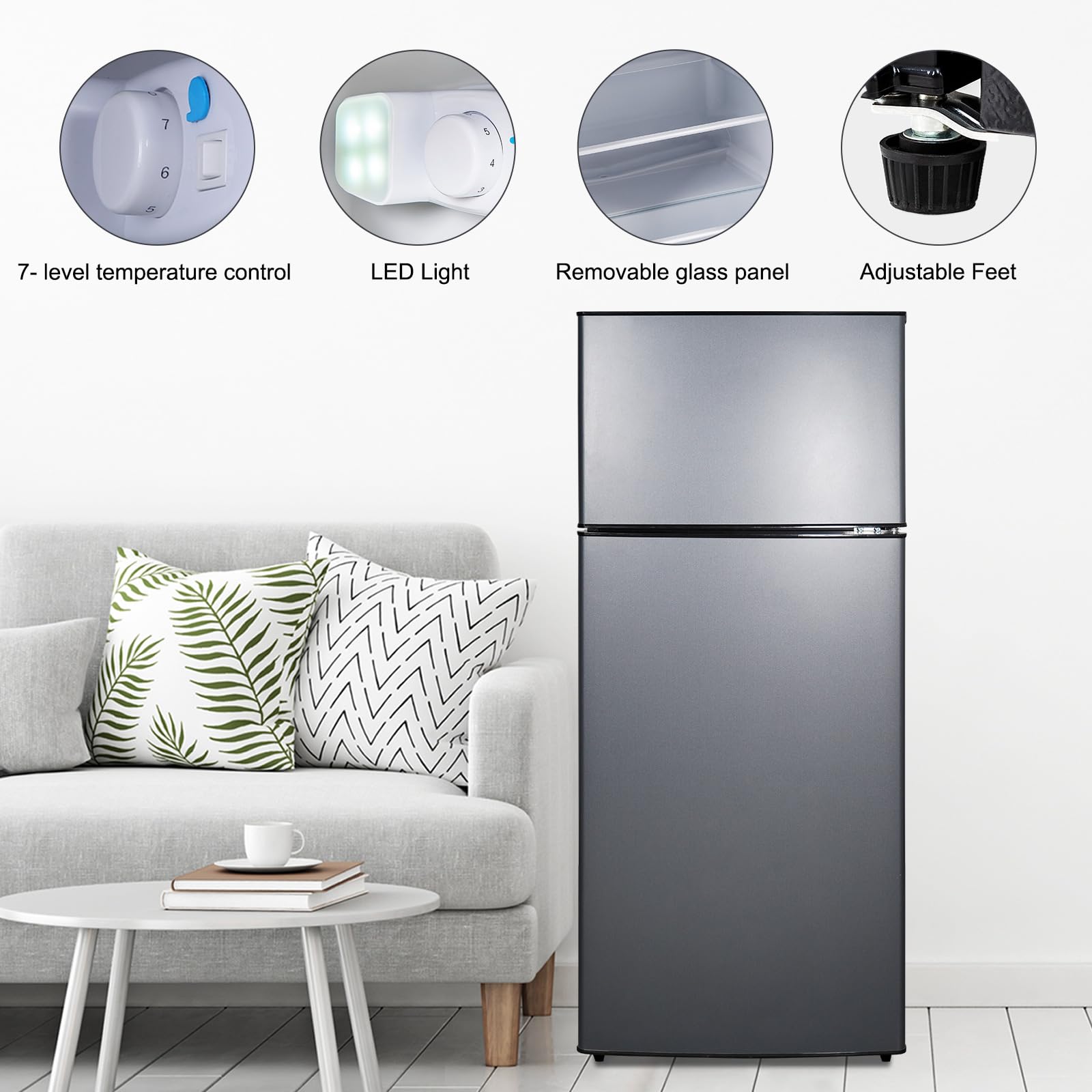 AXUTL Fridge with Freezer Refrigerator Bedroom Dorm Dark Blue/Black 8.5 Cu.ft Compact for Apartment 2-Door Design on Fridge.com