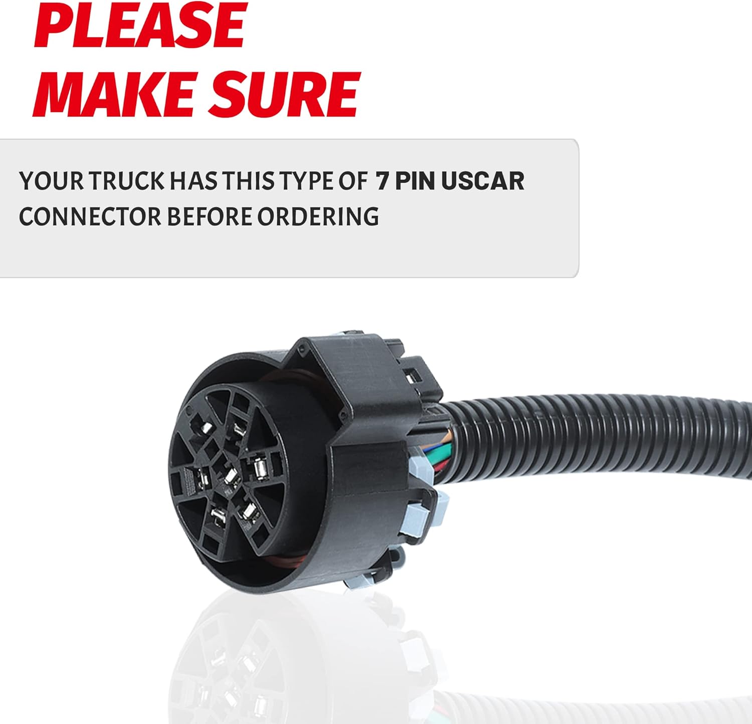 MECMO Quick Connect Adapter for Tailgate Light Bar LED Redline Amber Turn Signal Reverse Full Function, USCAR 7 Pin to 4 Pin Trailer Connector Wiring Harness w/Reverse & 12V Wire for Truck USCAR 7-Way