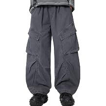 Cromoncent Boys Cargo Pants Outdoor Straight Leg Trousers with Pockets,7-14Years