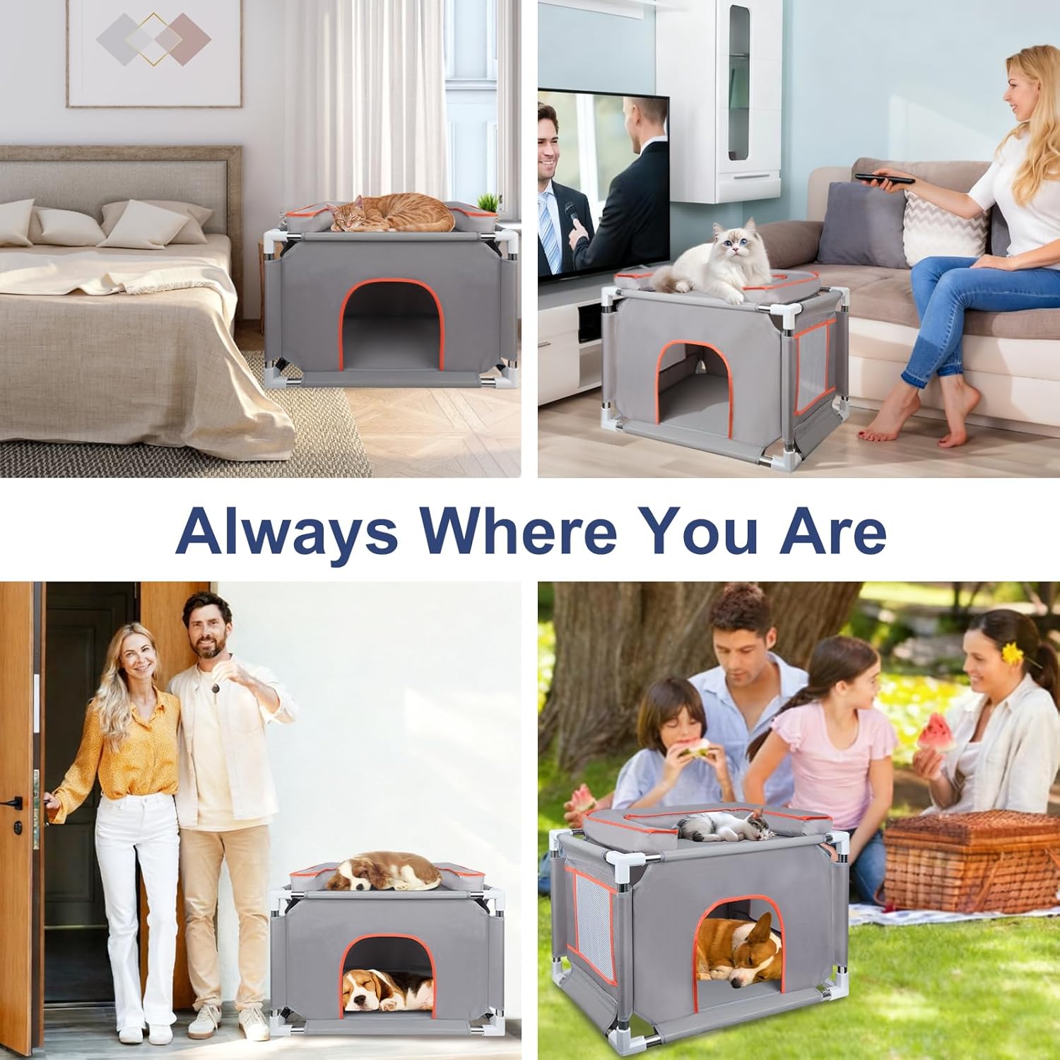 25.5"*17"*17.7" Bedside Dog Bed for Small-Medium Pet,Stainless Steel Frame & Oxford Fabric Dog Bunk Bed with Neck Pillow, Cat Bed Attachment to Human Bed, Elevated Pet Bed,Cat&Dog Perch, Lightweight