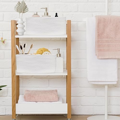 Miniatura 6 de ABenkle Cesta tejida pequeña, bonita canasta pequeña, cesta de almacenamiento de estante de cuerda, cesta de juguetes para perros y gatos, cesta de