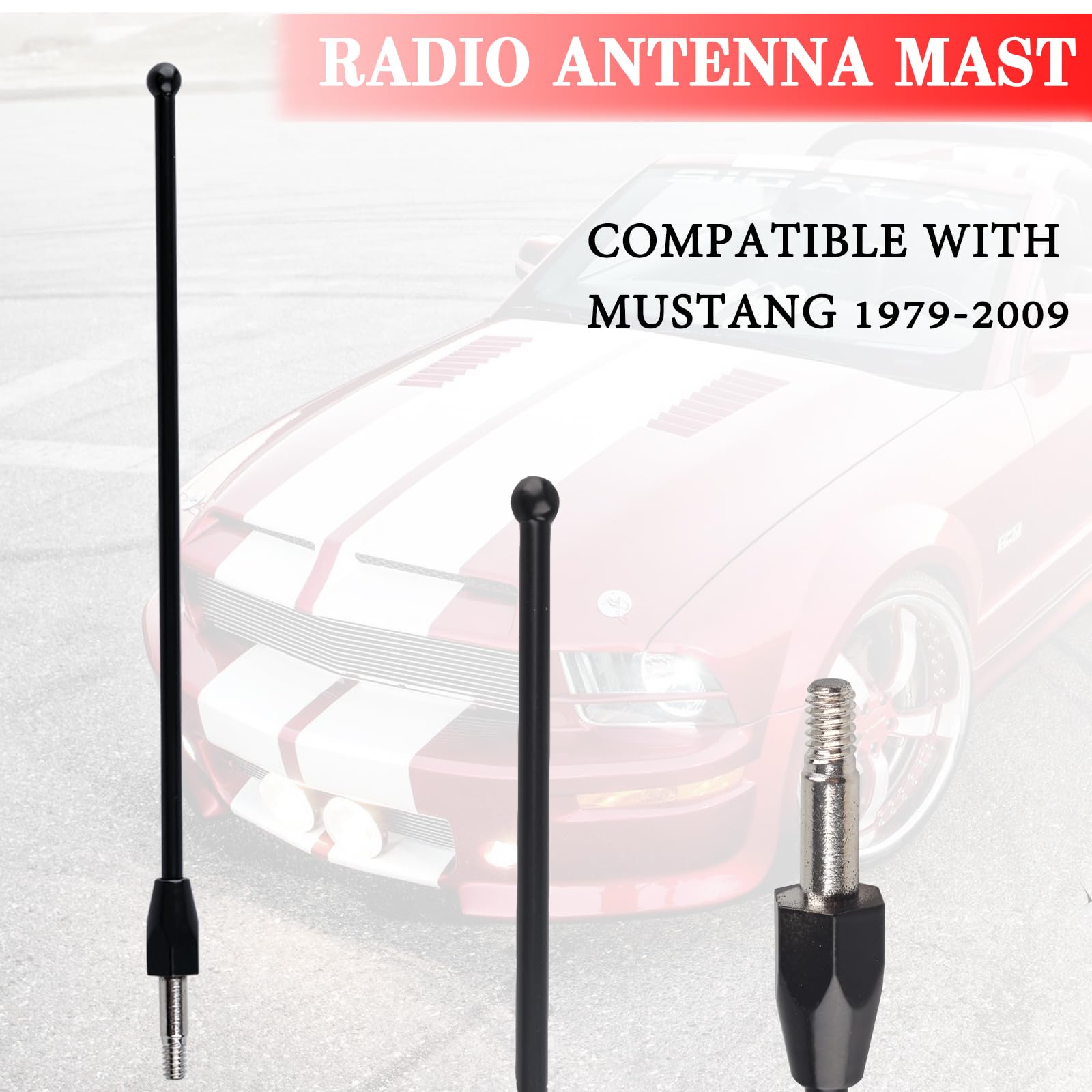 Covnikyer 8 Inch Short Antenna Mast Compatible with Ford Mustang GT V6 1979-2009 Replacement Car Antenna
