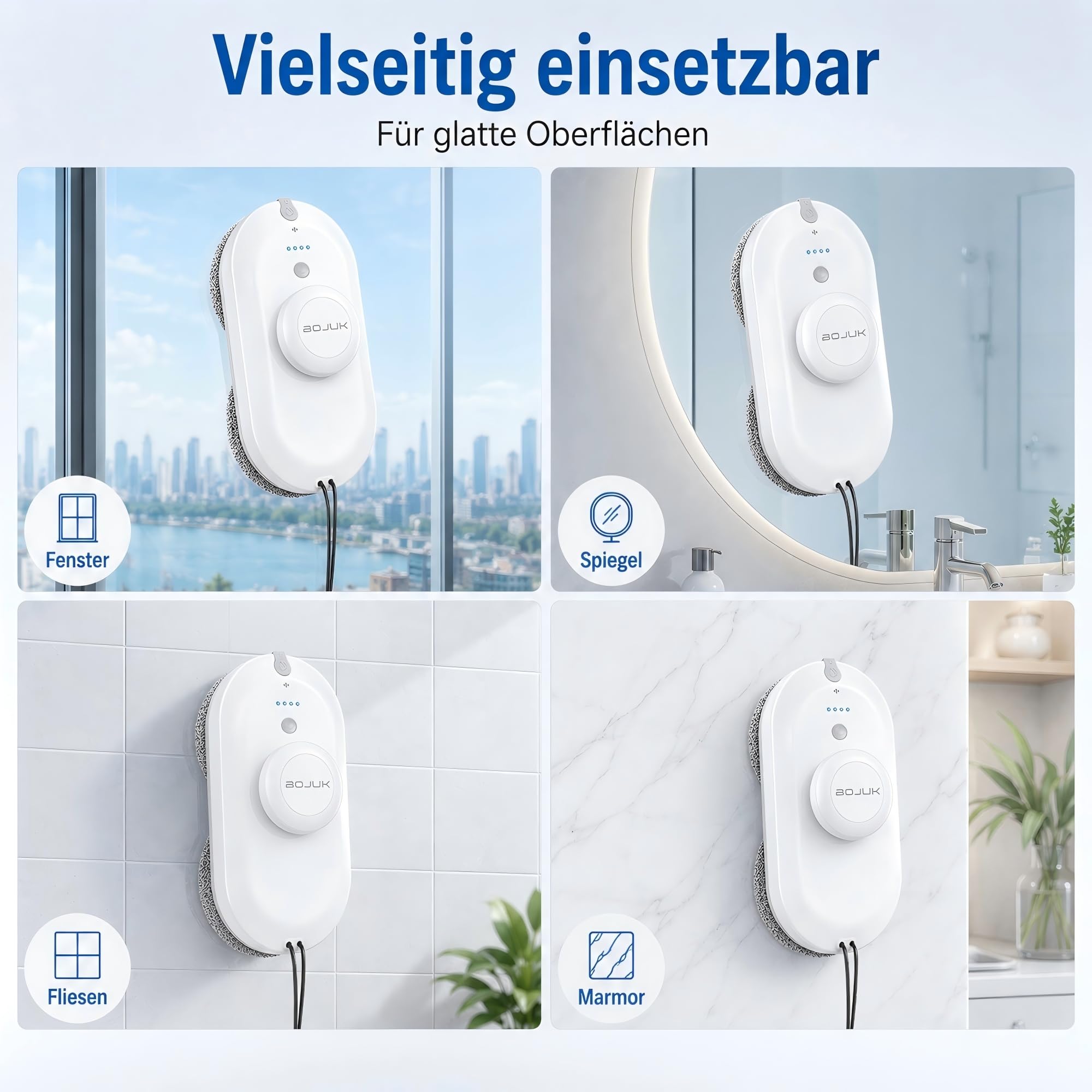 Fensterputzroboter, 5000Pa Fensterroboter, Dual-Sprühsystem, 100ml Tank, Intelligente Navigation, 3 Modi, Kantenerkennung, UPS, lückenlose Reinigung für Glas & rahmenlose Fenster